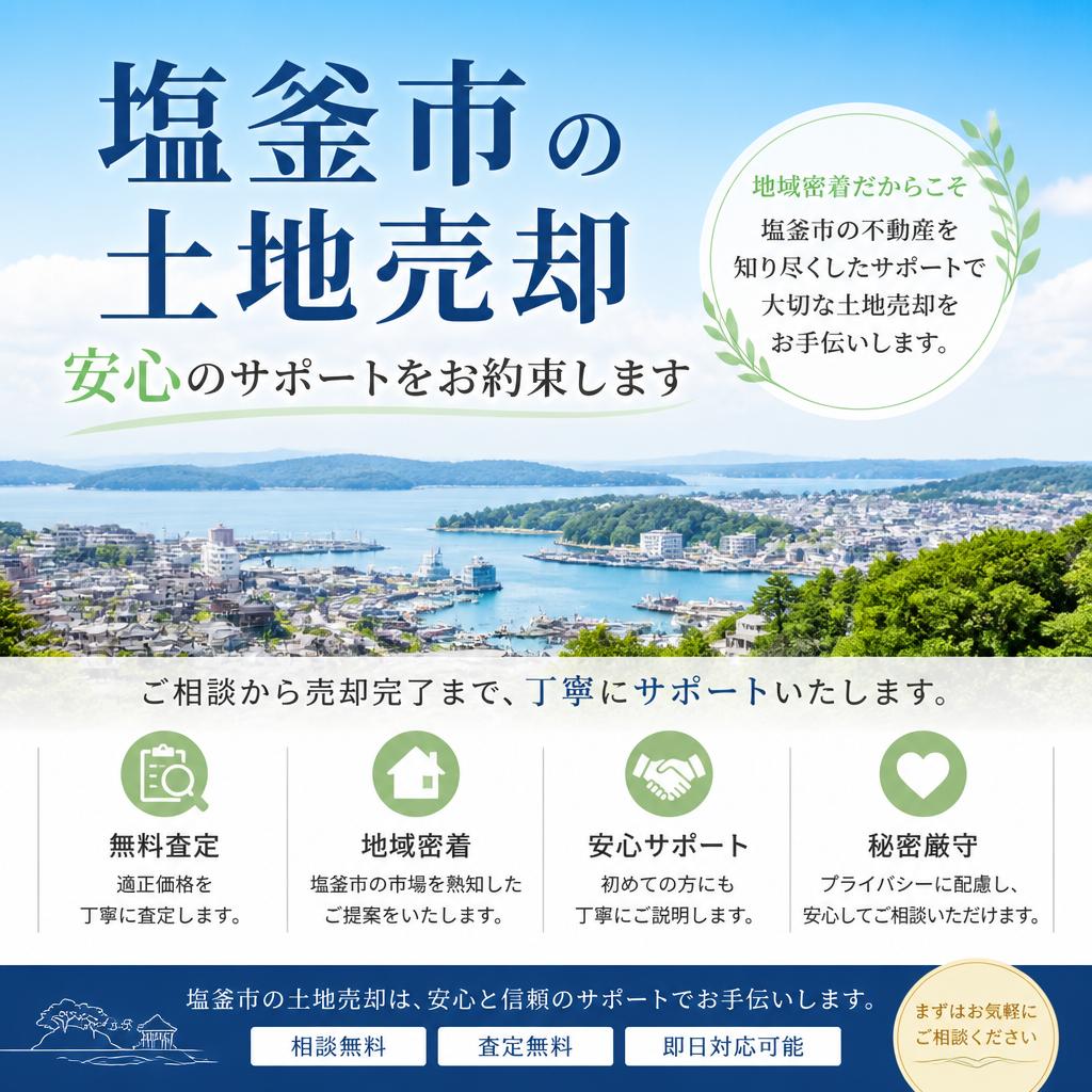 塩釜市の土地売却、安心のサポートをお約束します