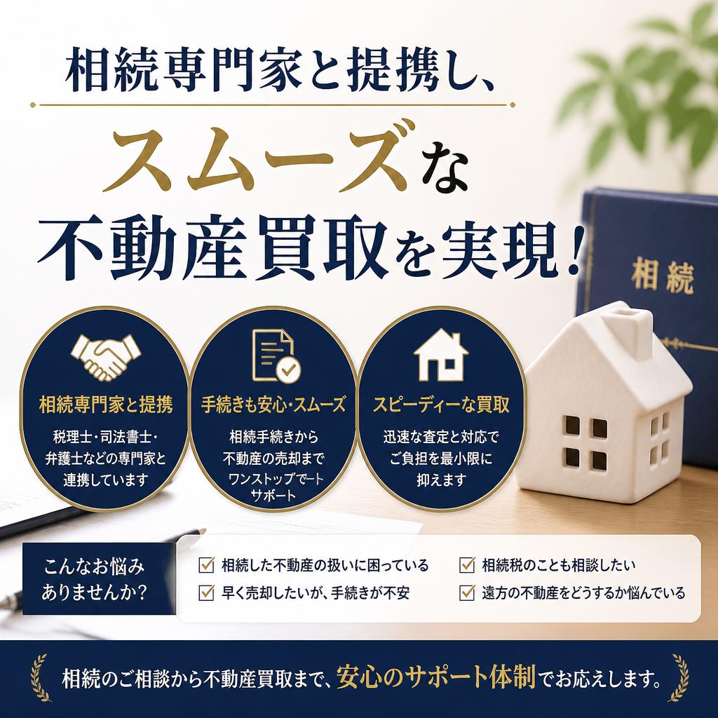 相続専門家と提携し、スムーズな不動産買取を実現！
