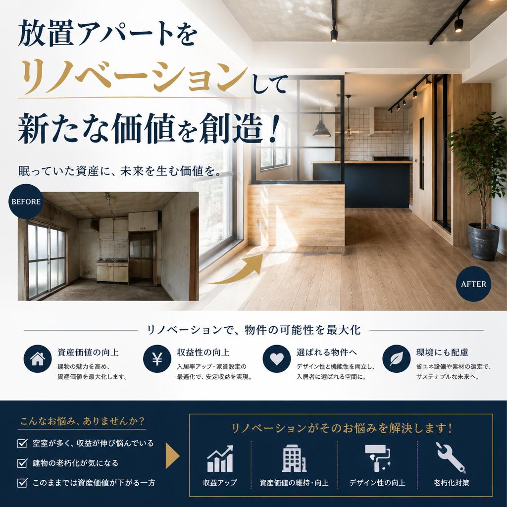放置アパートをリノベーションして新たな価値を創造！