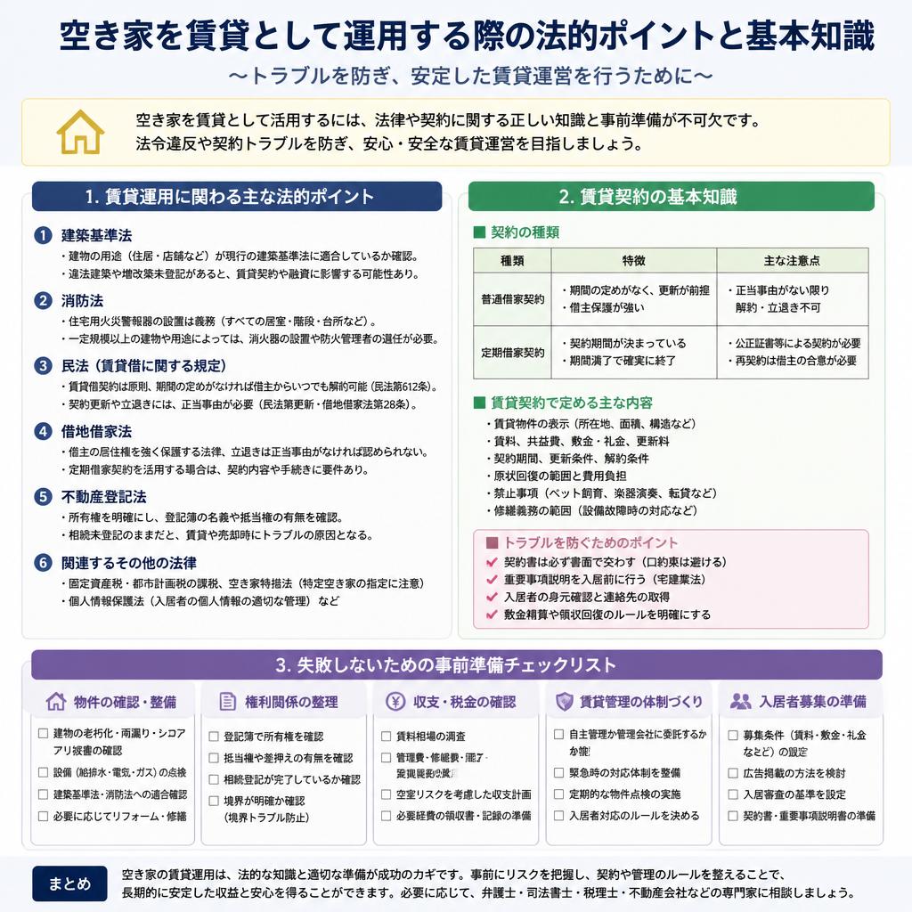 空き家を賃貸にする際の注意点