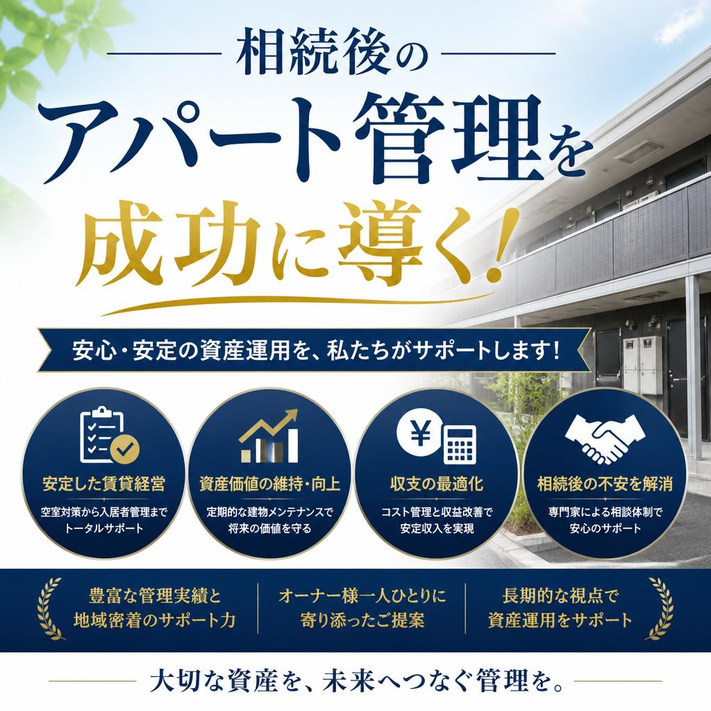 相続後のアパート管理を成功に導く！