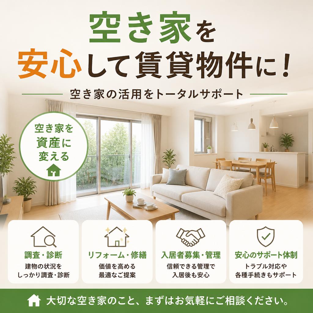 空き家を安心して賃貸物件に！