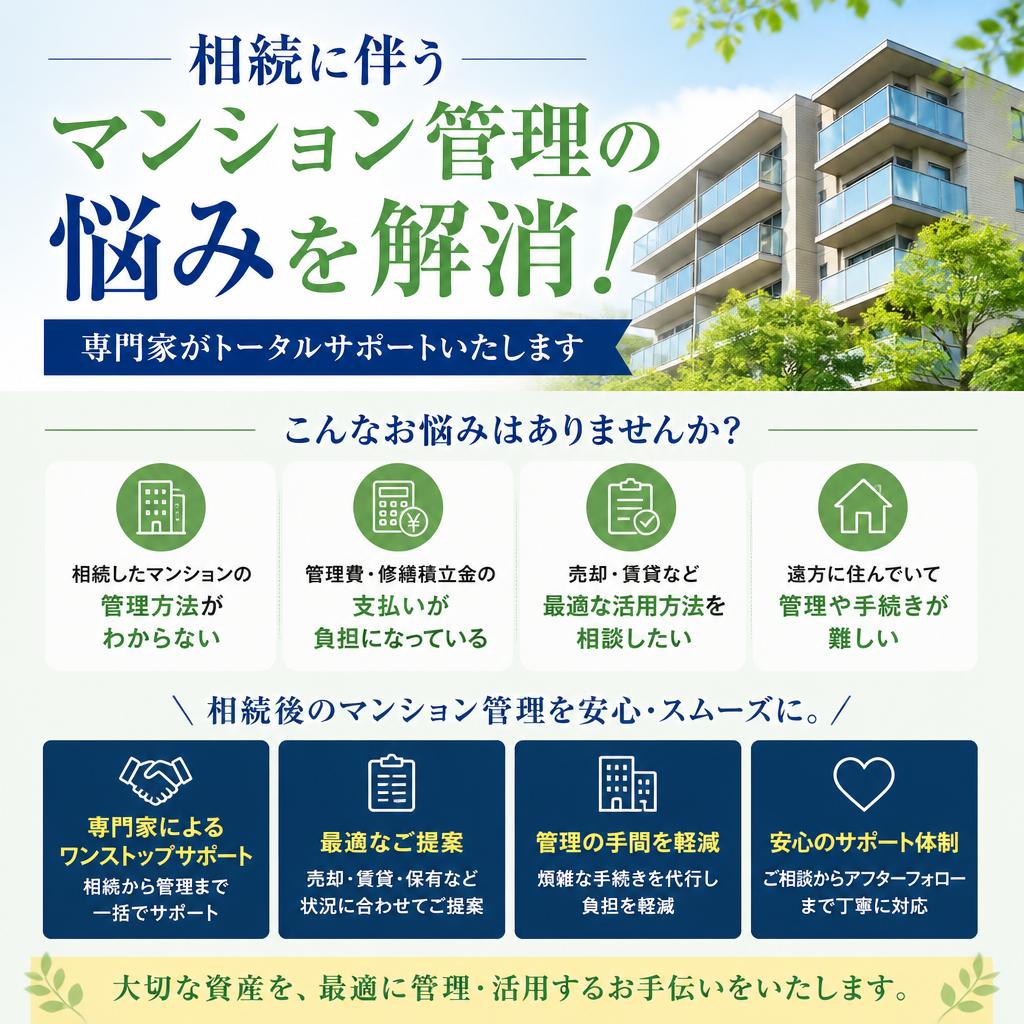相続に伴うマンション管理の悩みを解消！