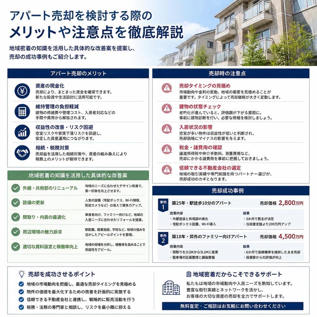 アパート売却のメリットと選択肢