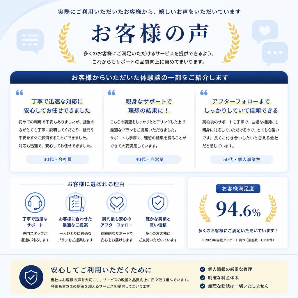 お客様の声：信頼できるパートナーとして