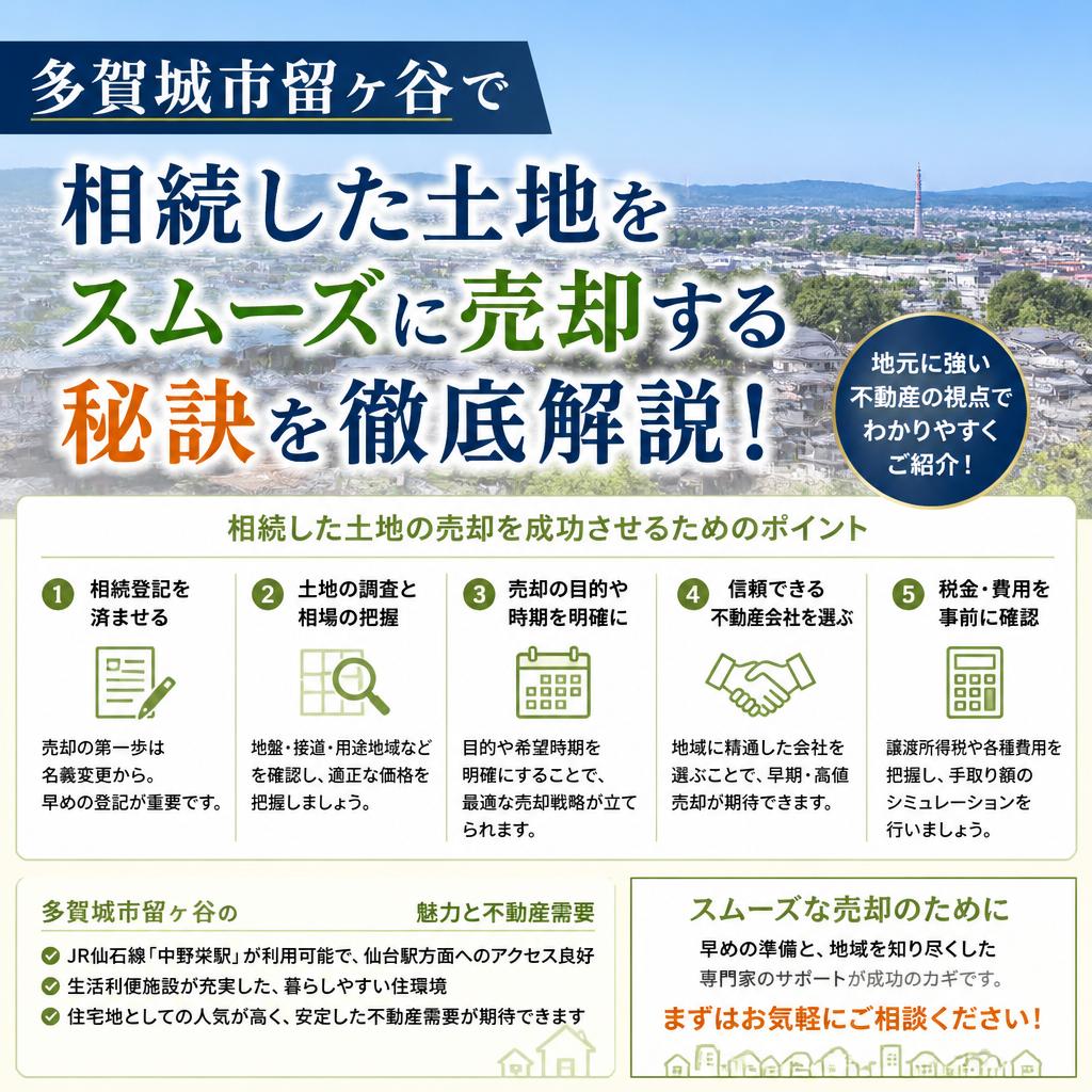多賀城市留ヶ谷で、相続した土地をスムーズに売却する秘訣を徹底解説！