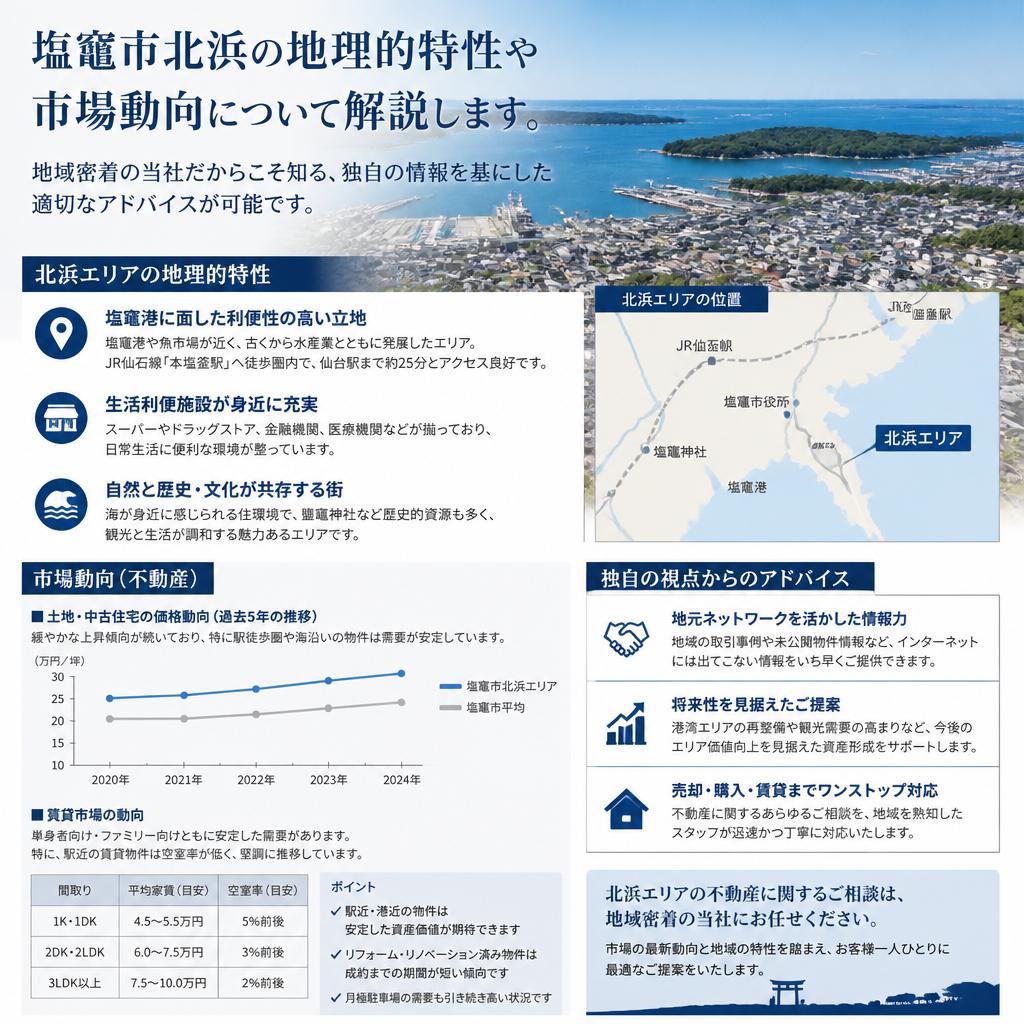 塩竃市北浜の地域特性と市場動向