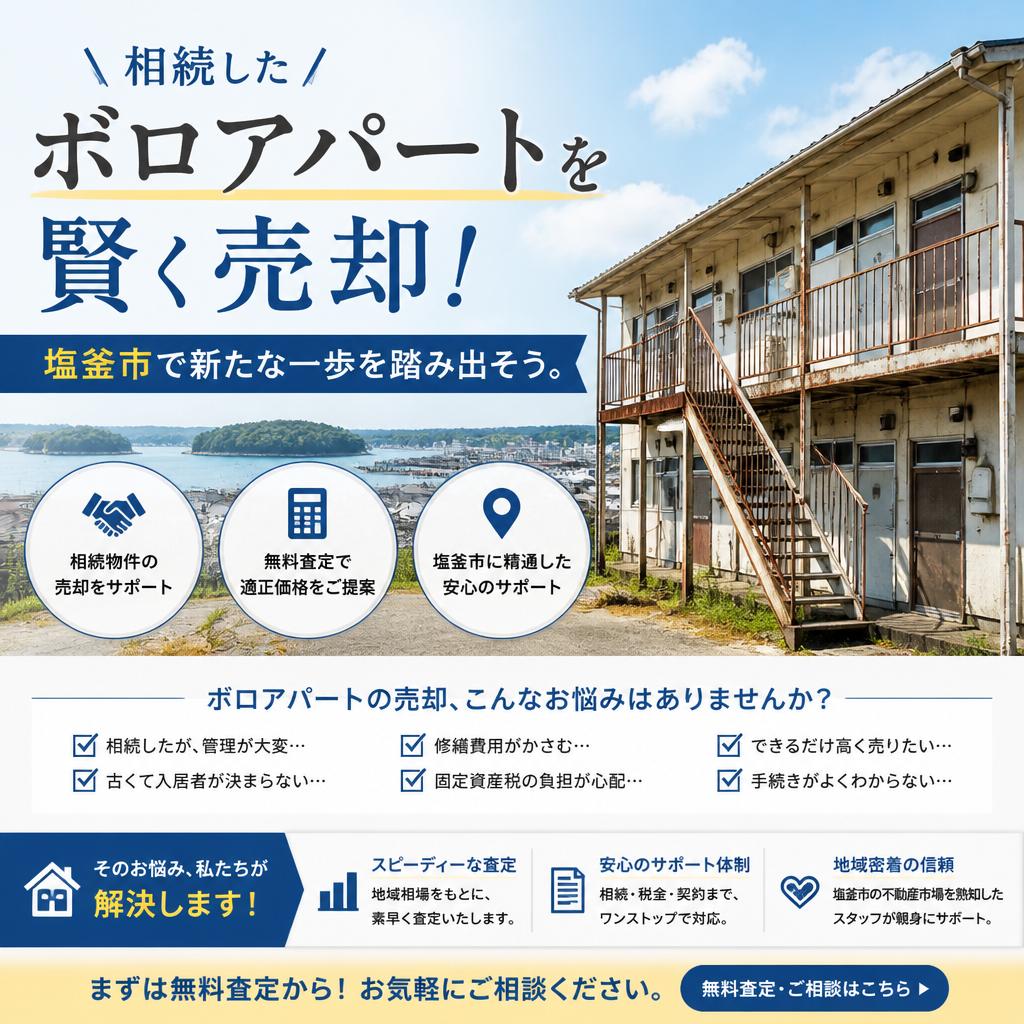 相続したボロアパートを賢く売却！塩釜市で新たな一歩を踏み出そう。