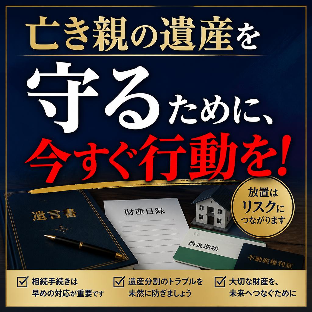 亡き親の遺産を守るために、今すぐ行動を！