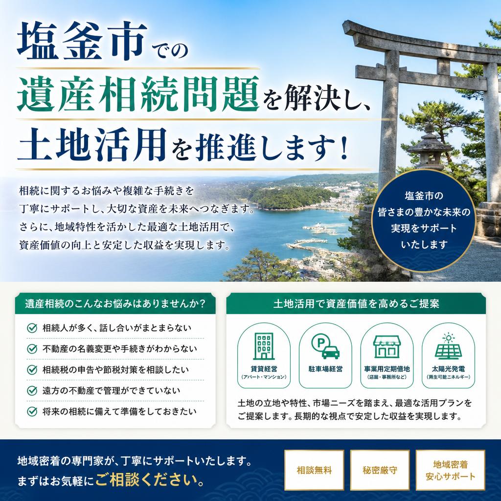 塩釜市での遺産相続問題を解決し、土地活用を推進します！